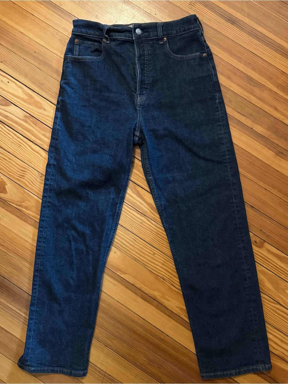Everlane Way High Jean Vintage Indigo Wash Cotton Button Fly size 30 Regular